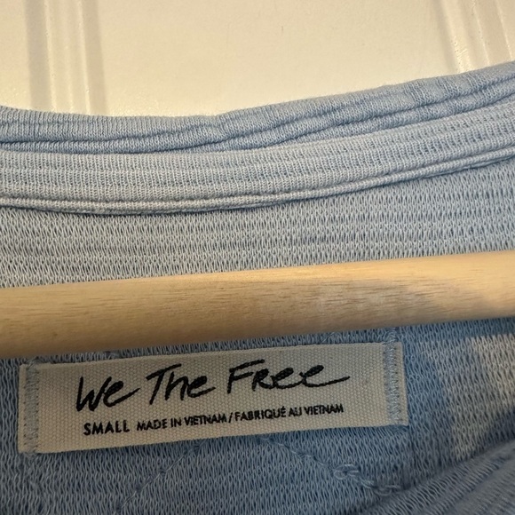 Free People Ribbed Sweatshirt Oversized Lounge Light Blue Cotton Size Small - Picture 5 of 7